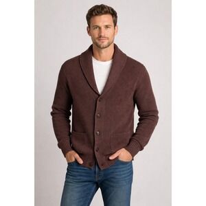 7 For All Mankind Mens Shawl Collar Cardigan Sweater Brown Cotton Large